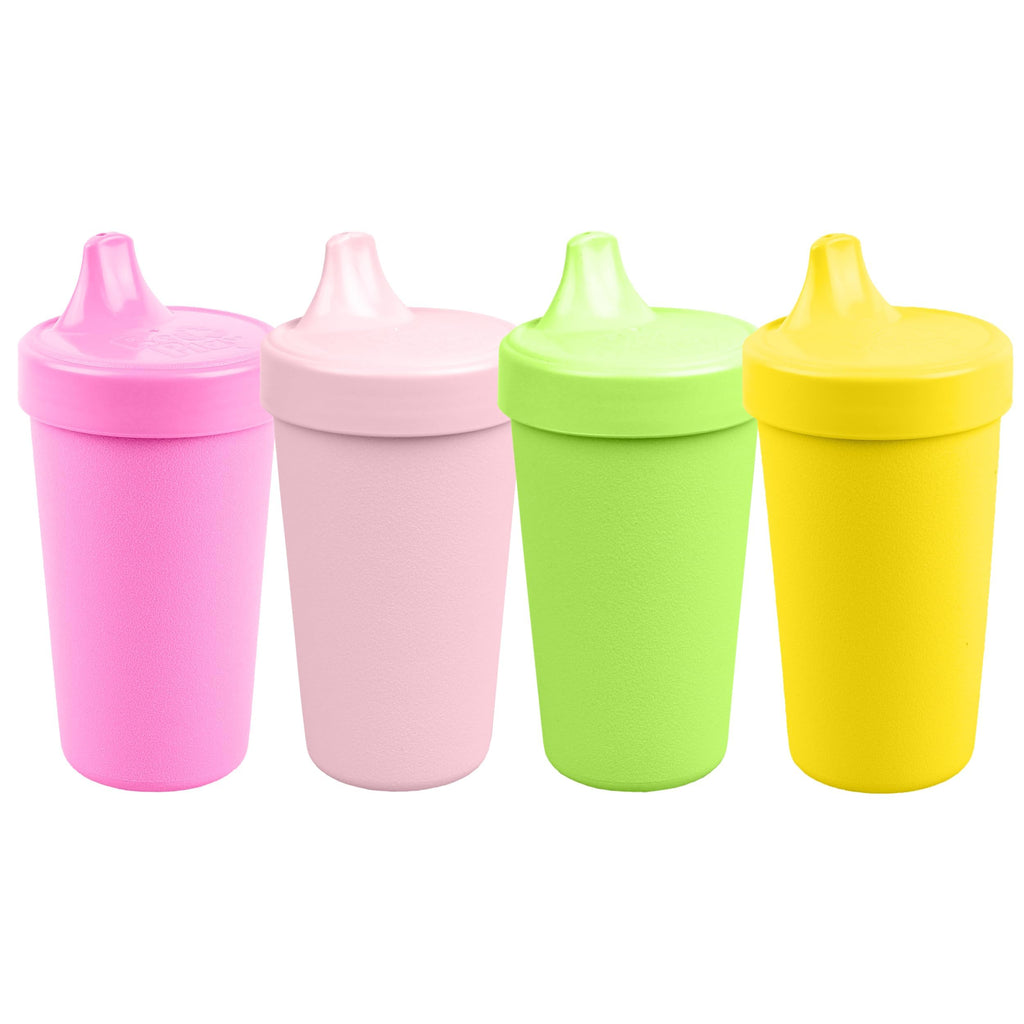 Re-Play Spill-Proof Sippy Cups for Toddlers - Kids Reusable 10 Oz Set of 4, Dishwasher & Microwave Safe, Made in USA, Tulip