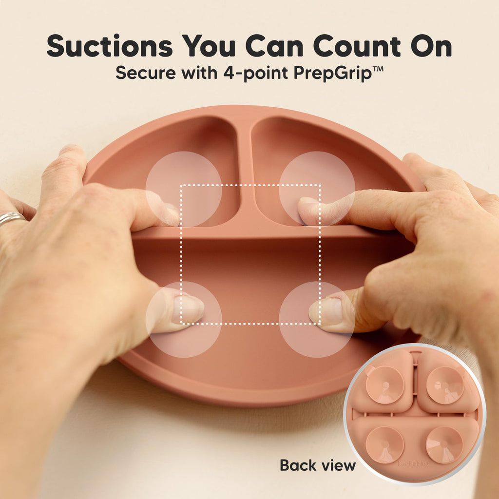 KeaBabies Suction Plates for Baby, Toddler, 3-Pack, 100% Silicone (Roseate)