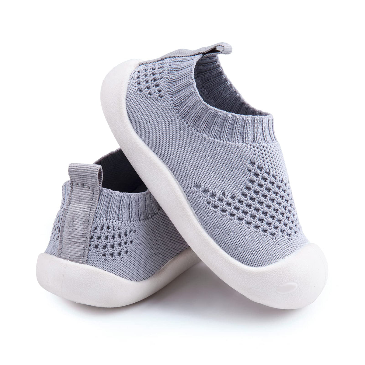 Toddler Slip On Shoes Quick Easy Dressing TPR Grip First Walking Confidence Grey 12-18 Months Size 5T