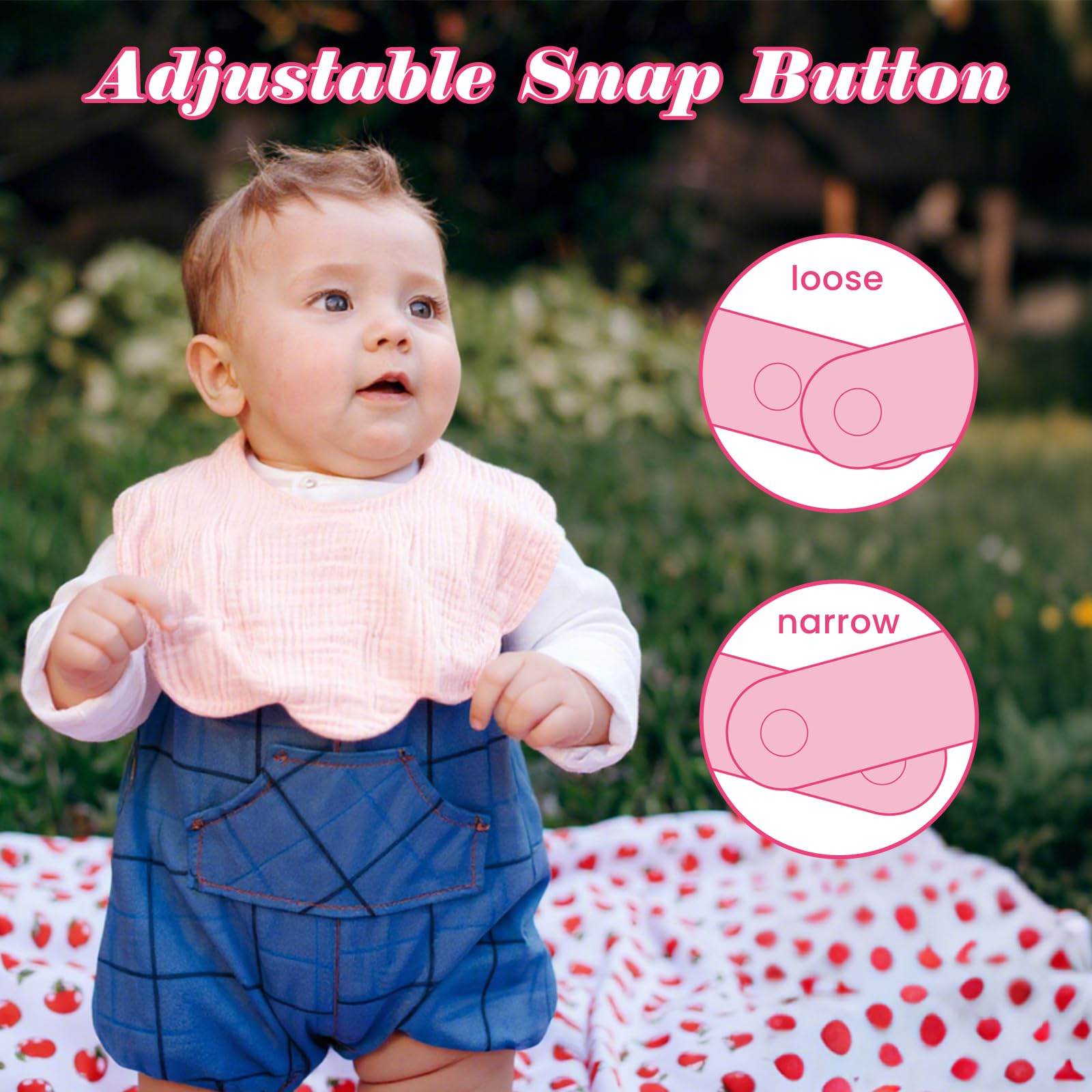 DOSMINE Muslin Baby Bibs 4-Layer Absorbent Drool Bibs 8 Pack