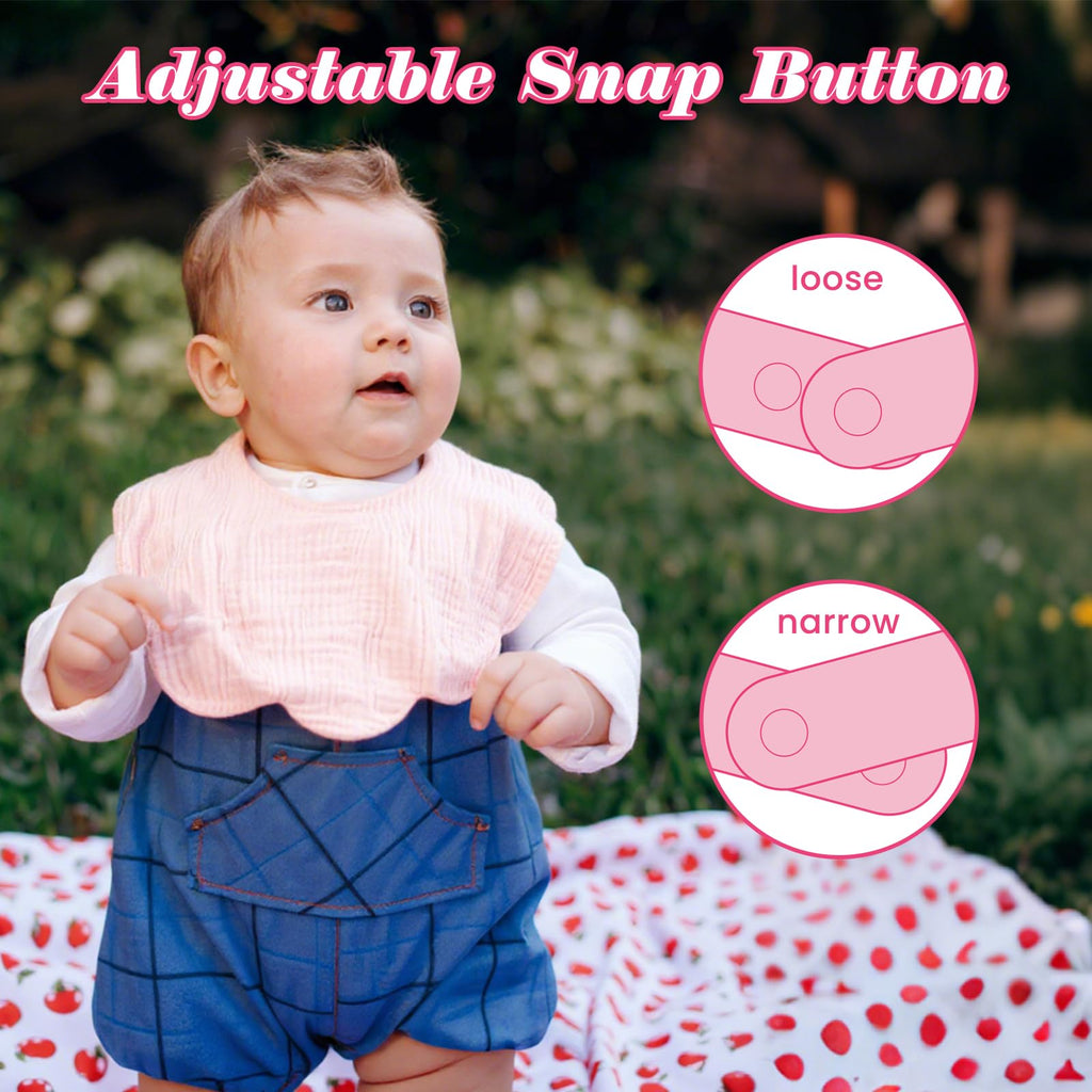 DOSMINE Muslin Baby Bibs 4-Layer Absorbent Drool Bibs 8 Pack