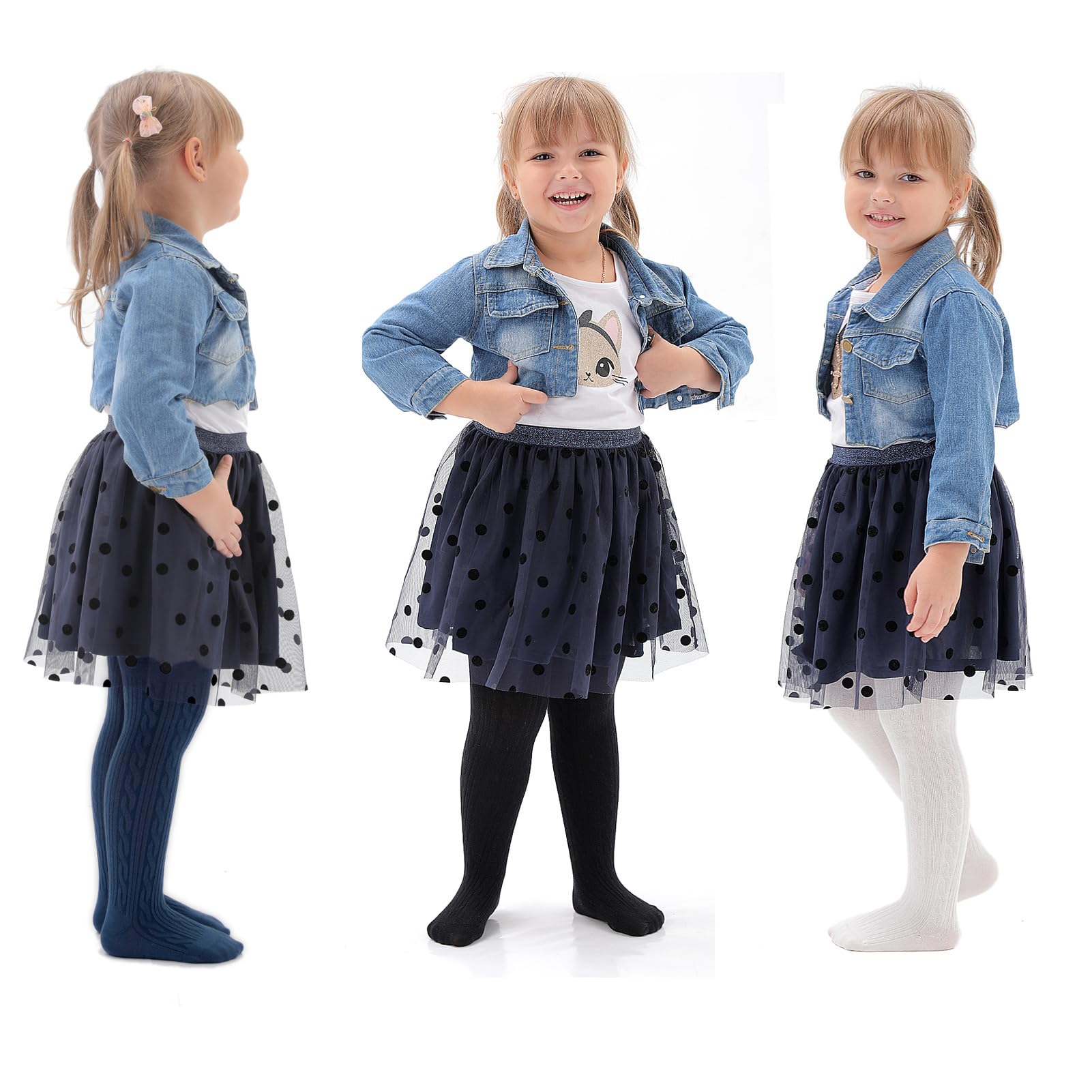 EPEIUS Toddler Tights Baby Girls Seamless Cable Knit Leggings Solid Cotton Stockings Footed Pants Dress Tights Clothes for 12-24 Months 5 Pack,Black/Ivory/Light Grey/Navy/Burgundy