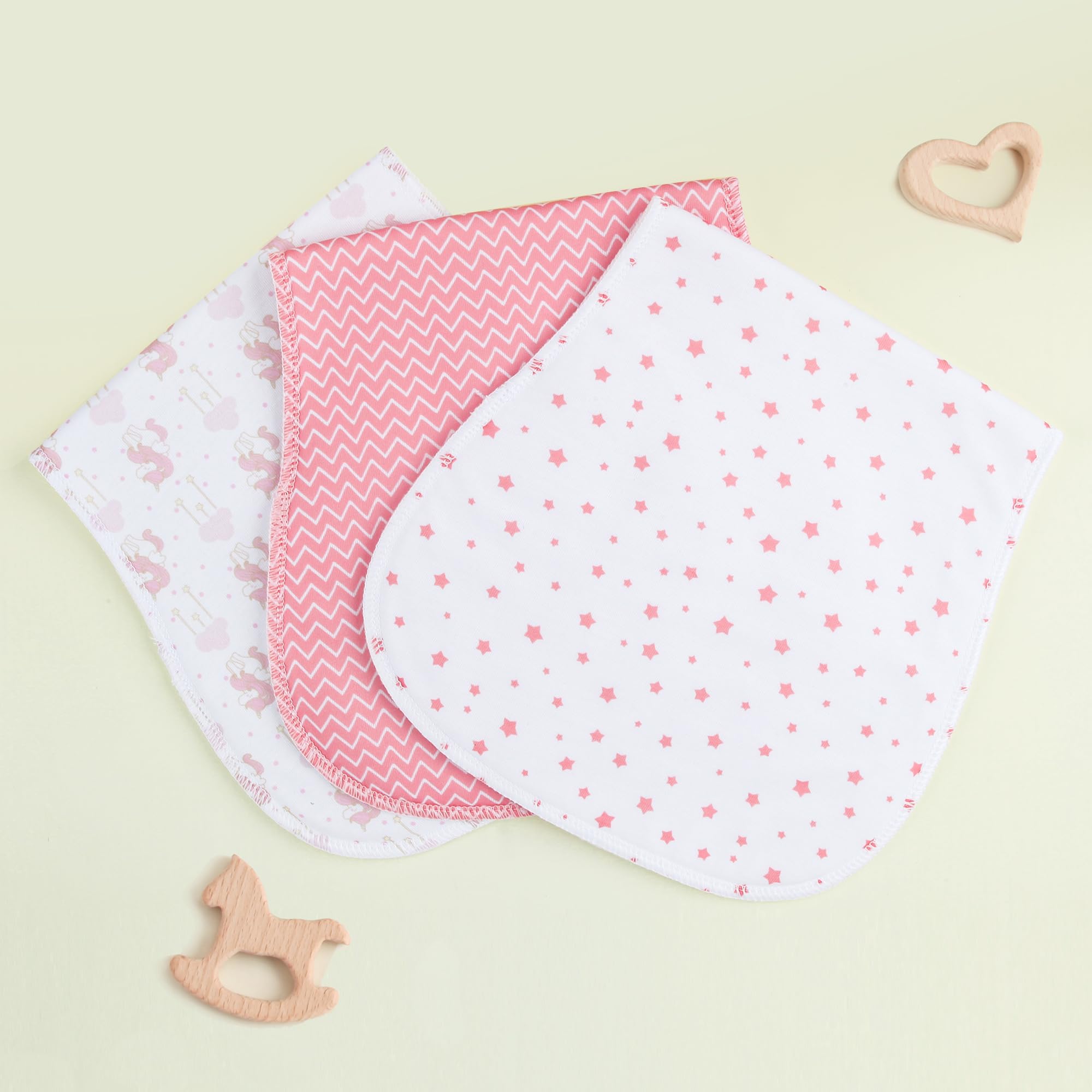 Benoxine 2-in-1 Burp Cloths and Baby Bibs - 6 Pack Large Super Absorbent Soft Cotton Burping Cloths for Spit Up, 3 Layers Thick Baby Burp Rags for Girls & Boys