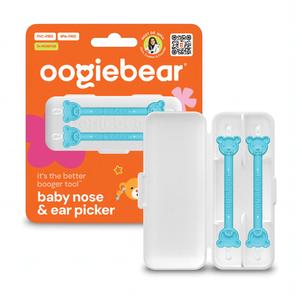 oogiebear Baby Nose & Ear Picker with Travel Case, 3 Pieces, 2-Pack Blue