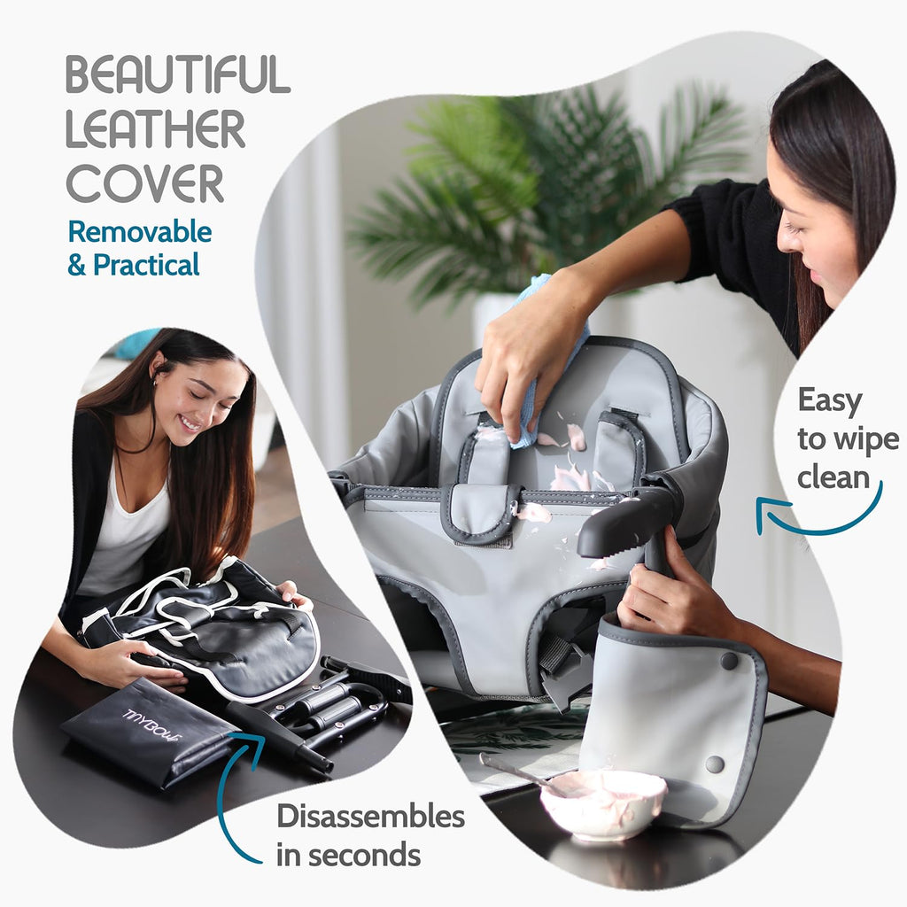 Elegant Faux Leather Hook On High Chair for Table - Clip On High Chair to Table, Portable High Chair for Travel, High Chairs for Babies Clip On High Chair that Attaches to Tables