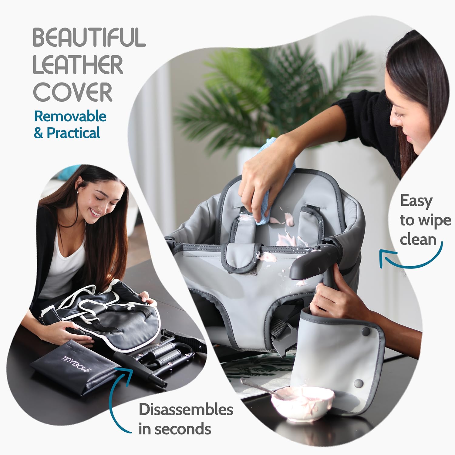Elegant Faux Leather Hook On High Chair for Table - Clip On High Chair to Table, Portable High Chair for Travel, High Chairs for Babies Clip On High Chair that Attaches to Tables