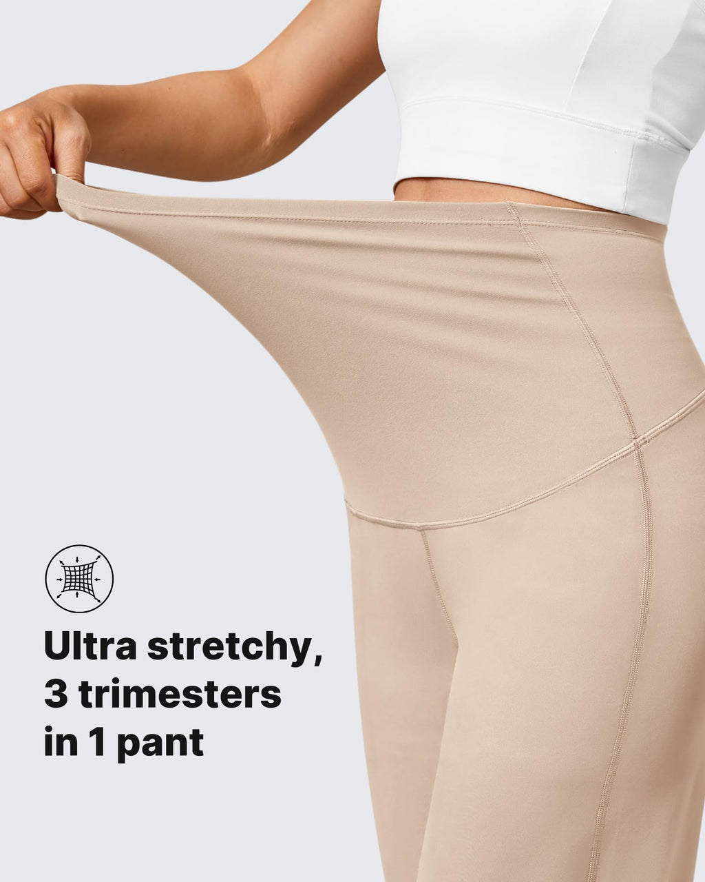 G4Free Pregnancy Pants Lounge Wide Leg,Light Khaki,XS,Petite