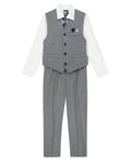 Nautica Boys' 4-piece Vest Set with Dress Shirt, Tie, Vest, and Pants, Light Grey Deco Sharkskin, 12
