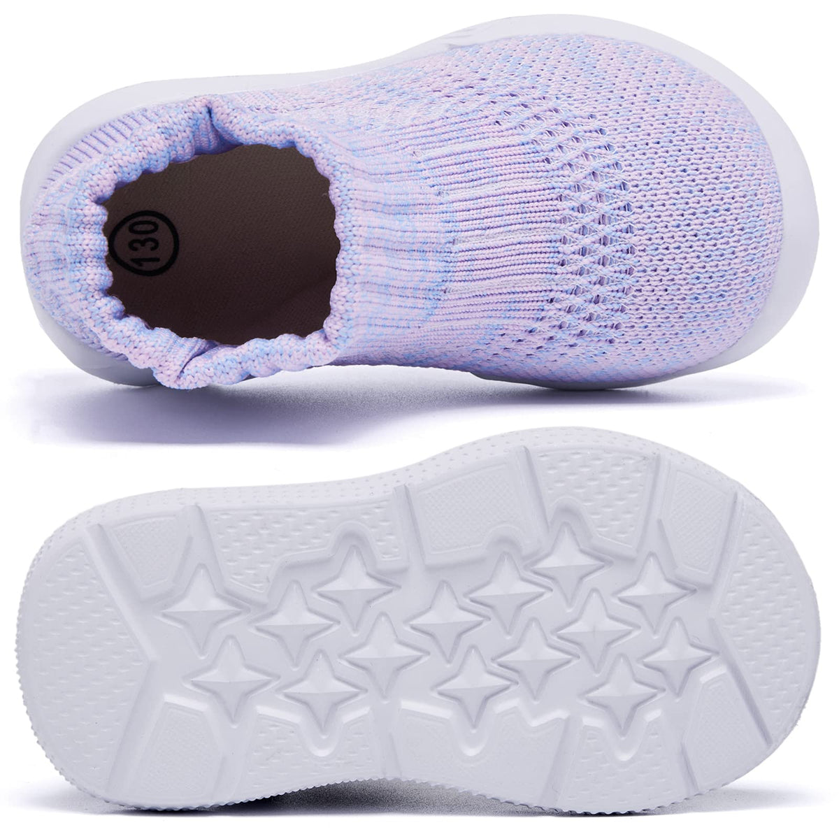 MORENDL Toddler Sock Shoes Baby Walking Shoes Infant Slippers Boys & Girls Non-Slip Sneakers Beige Flower Size 7