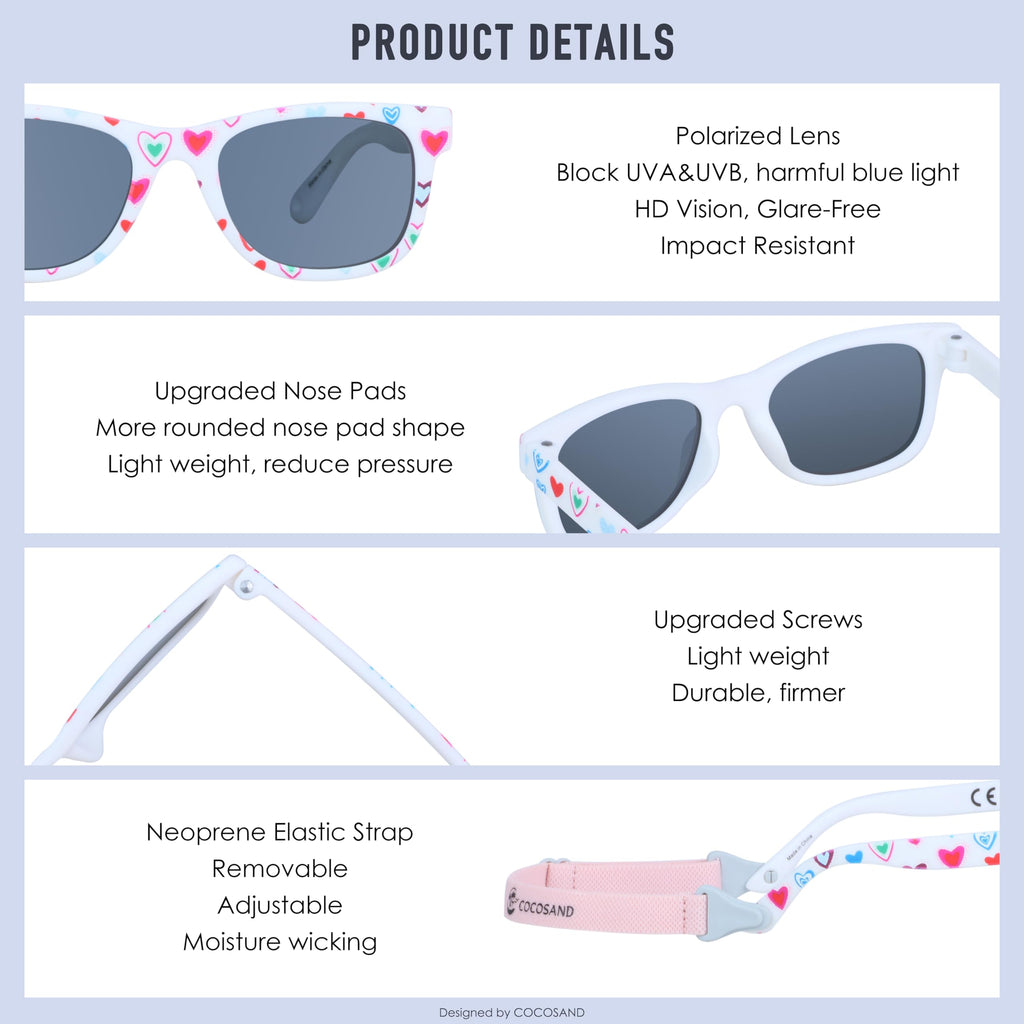 COCOSAND Flexible Polarized Baby Sunglasses with Strap