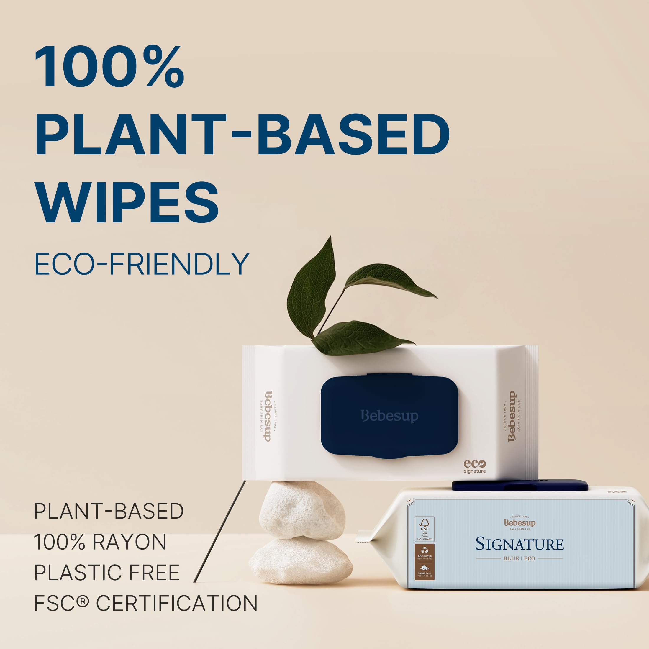 BEBESUP- Korea’s #1 Signature Eco Baby Wipes- 100% Plant-Based 99% Drinkable Water-Based Unscented Ultra-Thick Organic baby wipes Hypoallergenic for sensitive skin Flip-Top 560 Count (8 Packs)
