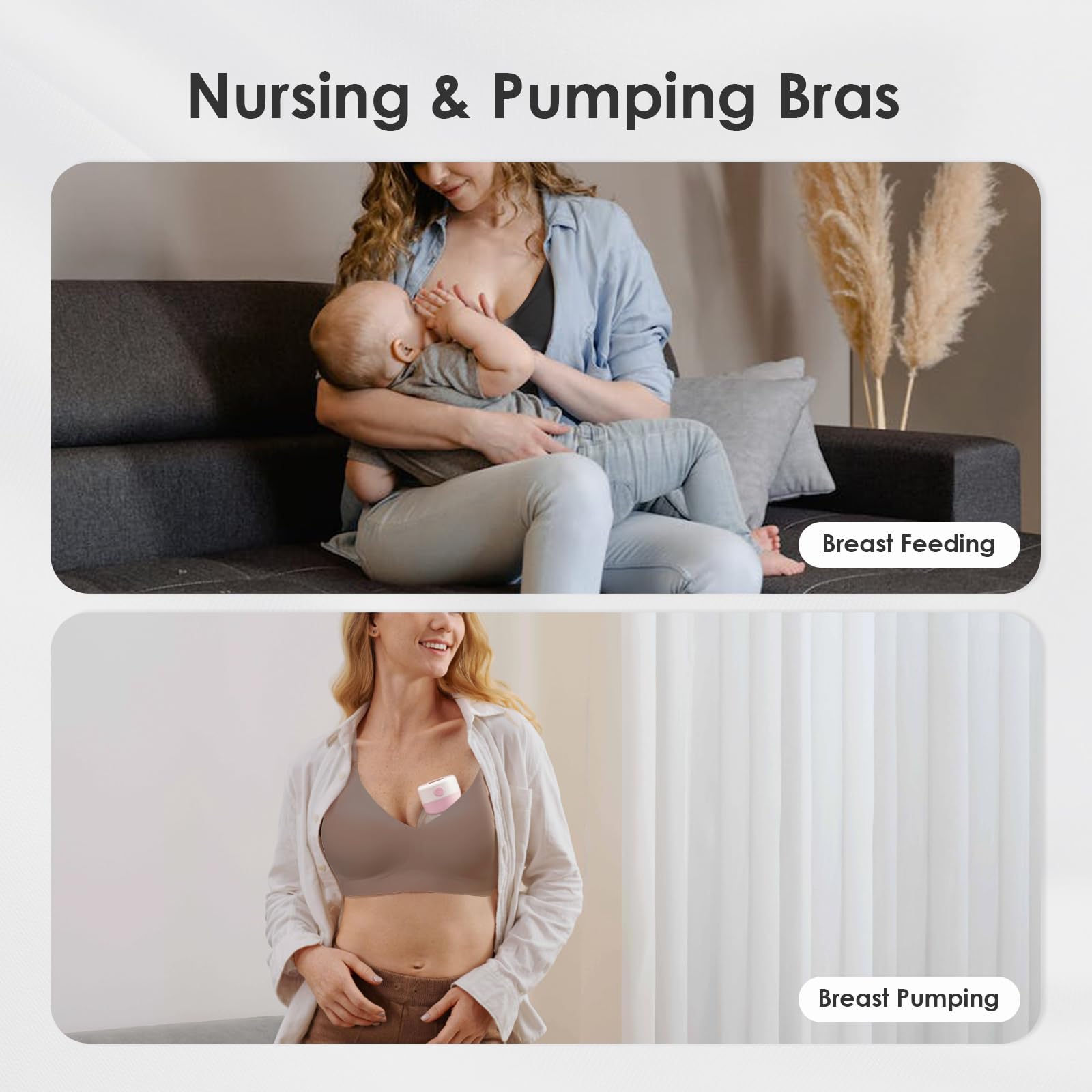 As Fairy Wireless Nursing Bra Jelly Support Maternity Bra Coffee XL
