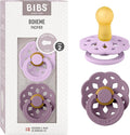 Bibs Pacifiers 6-18 Months | Boheme Collection 2-Pack | BPA-Free Round Nipple | Made in Denmark | Violet Sky/Mauve Color Pacifier