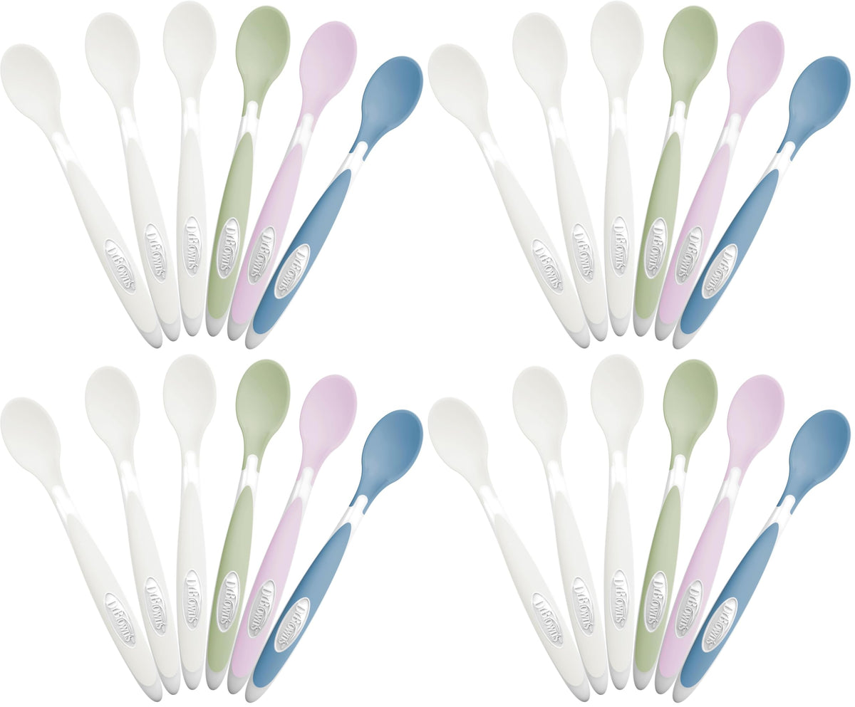 Dr. Brown's Soft-Tip Toddler Feeding Spoons, 24 Pack, Multi