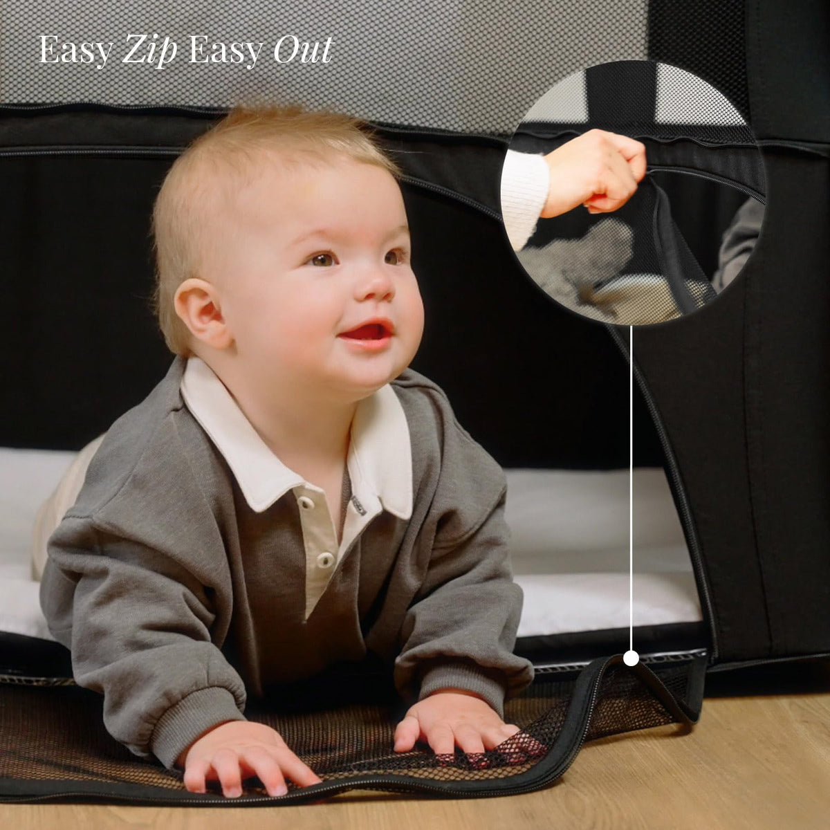 Kinderkraft Cami 3 in 1 Convertible Travel Cot Black