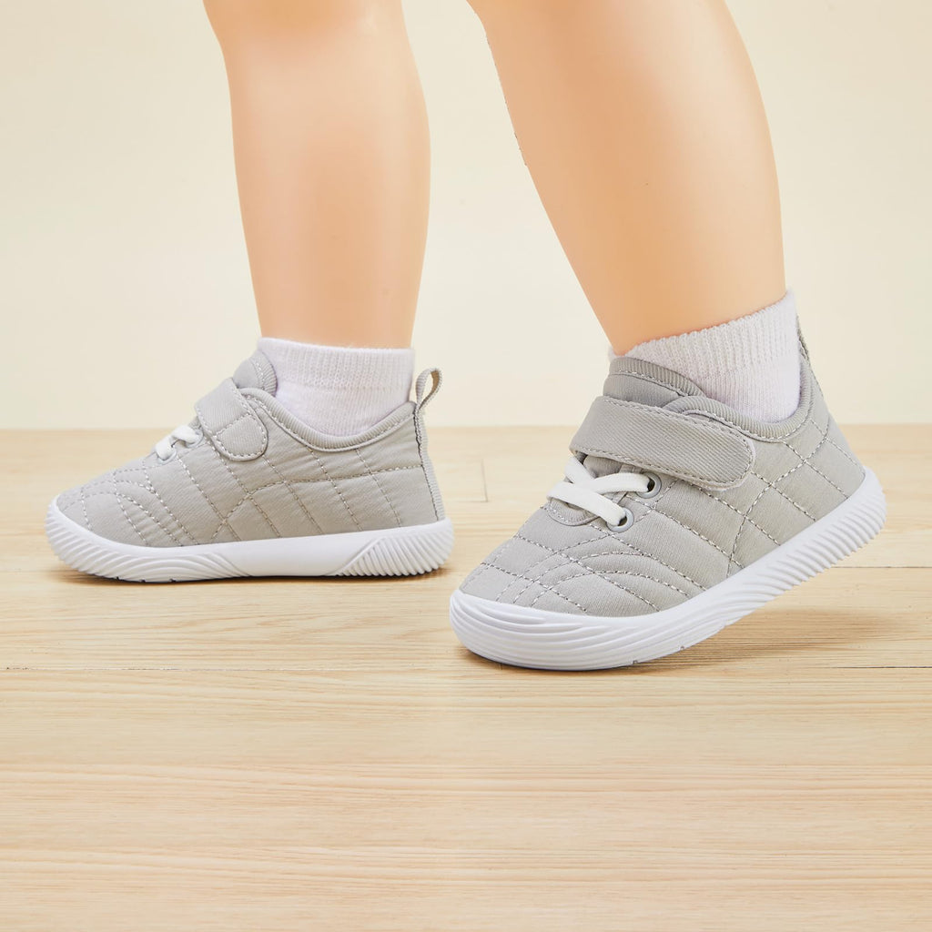 BMCiTYBM Baby Shoes Boy Girl Walking Sneakers Infant First Walkers for 6 9 12 18 24 Months Grey Size 6-12 Months Infant