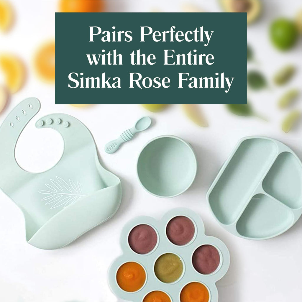 Simka Rose Baby Bowl and Spoon Set, Baby Bowls Suction for Toddler, BPA-Free Silicone Bowls Baby, Baby Bowl and Spoon Dishwasher and Microwave Safe Baby Feeding Supplies (Grey)