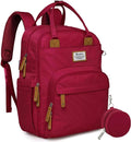 RUVALINO Diaper Bag Backpack, Multifunction Travel Pack Maternity Baby Changing Bags, Large Capacity, Waterproof, Purplish Red