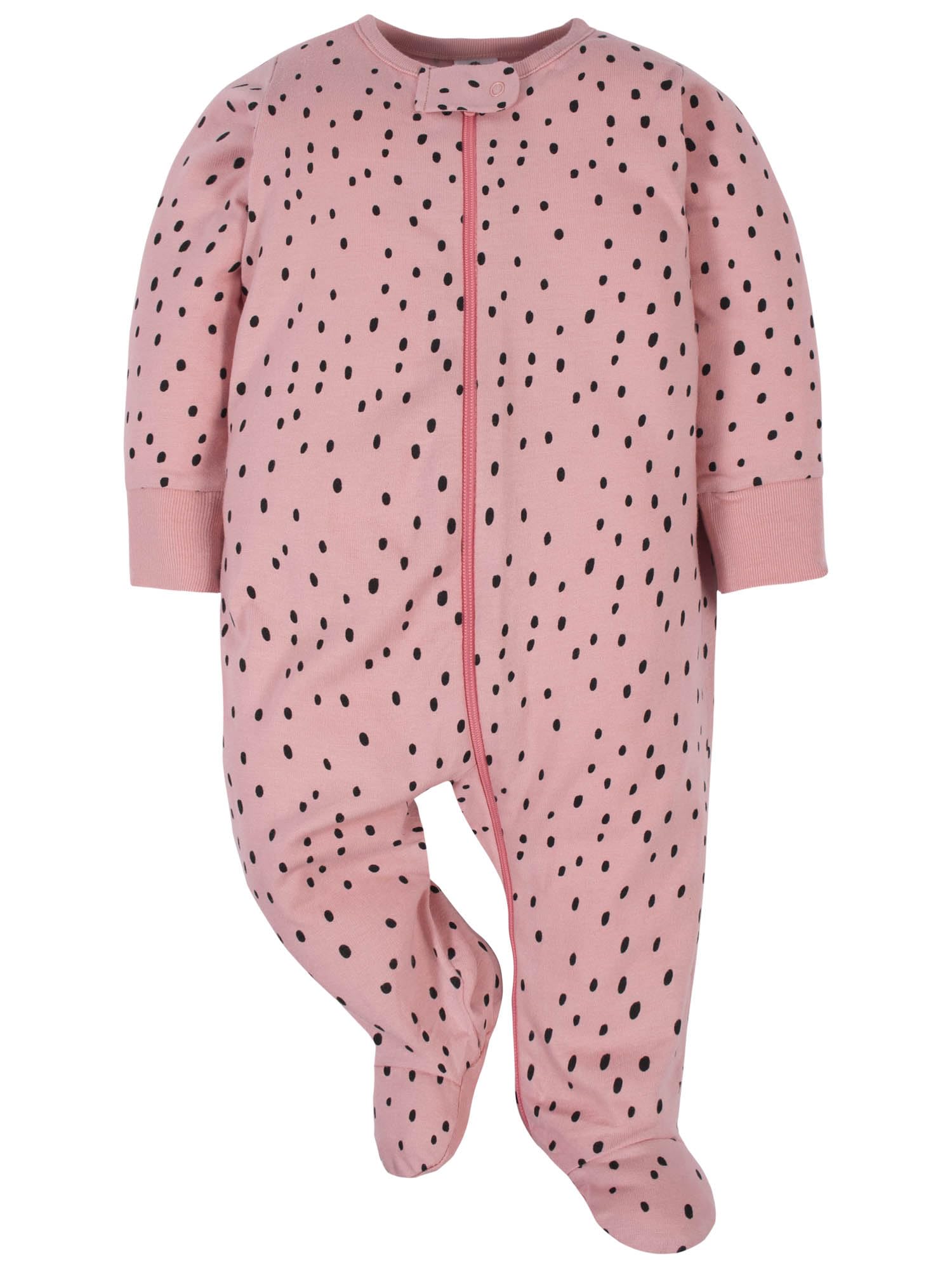 Gerber Baby Girls 4 Pack 'N Play Footie And Toddler Sleepers, Bear Pink, 0-3 Months US