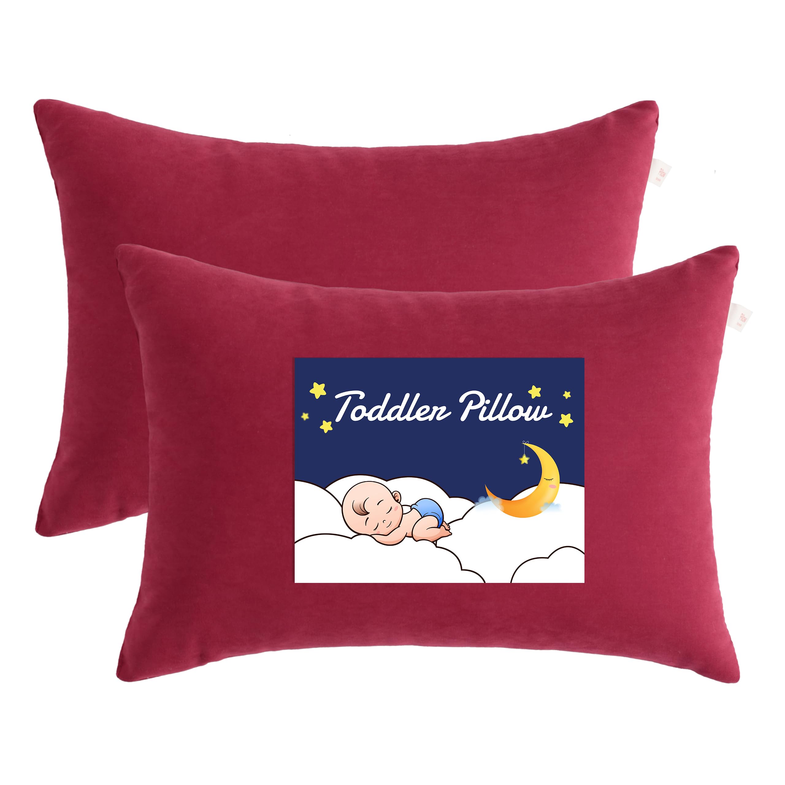 NTBAY Toddler Pillows, Down Alternative 13"x18" Pillows, Machine Washable - Soft and Breathable Travel Small Pillows for Sleeping, Ideal for Daycare, Crib, Cot, Red