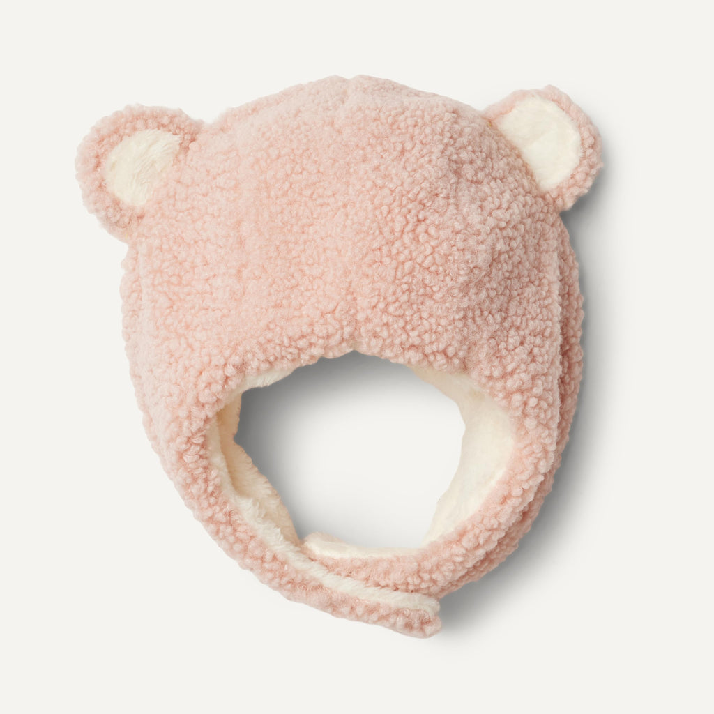 Amazon Essentials x Sofia Grainge Unisex Babies' Plush Faux Fur Hat and Mittens Set, Pale Pink, 6-12 Months