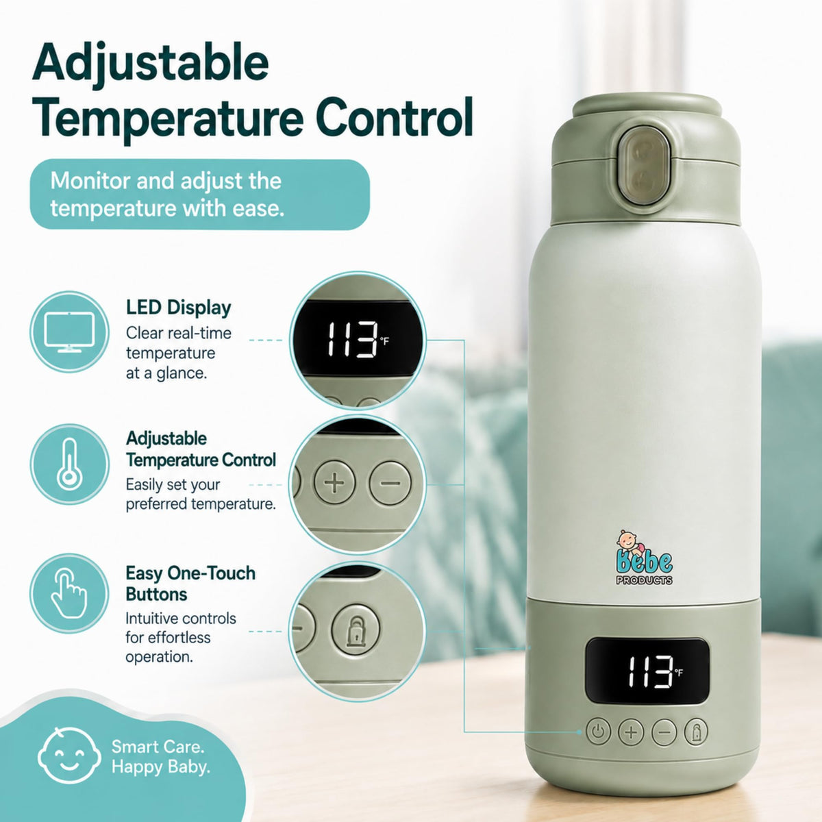 Portable Milk Warmer for Travel 17oz, 45W Fast Charge, Long Battery Life, 316 Stainless Steel, LED Display, Fast Heating, Precise Temp Control, Leak-Proof, Cordless Baby Milk Warmer for on the go