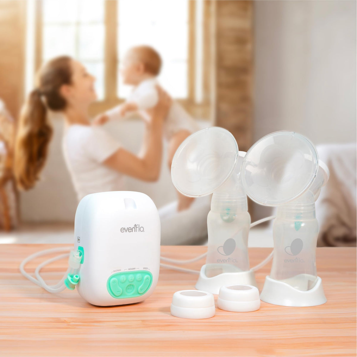 Evenflo Pocket Portable Double Electric Breast Pump, White, 20 Pumping Sessions per Charge, 9 Suction Settings, 3 Memory Presets