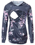 Women's Nursing Hoodie Sweatshirt Long Sleeves Breastfeeding Maternity Tops Casual Clothes with Kangaroo Pocket