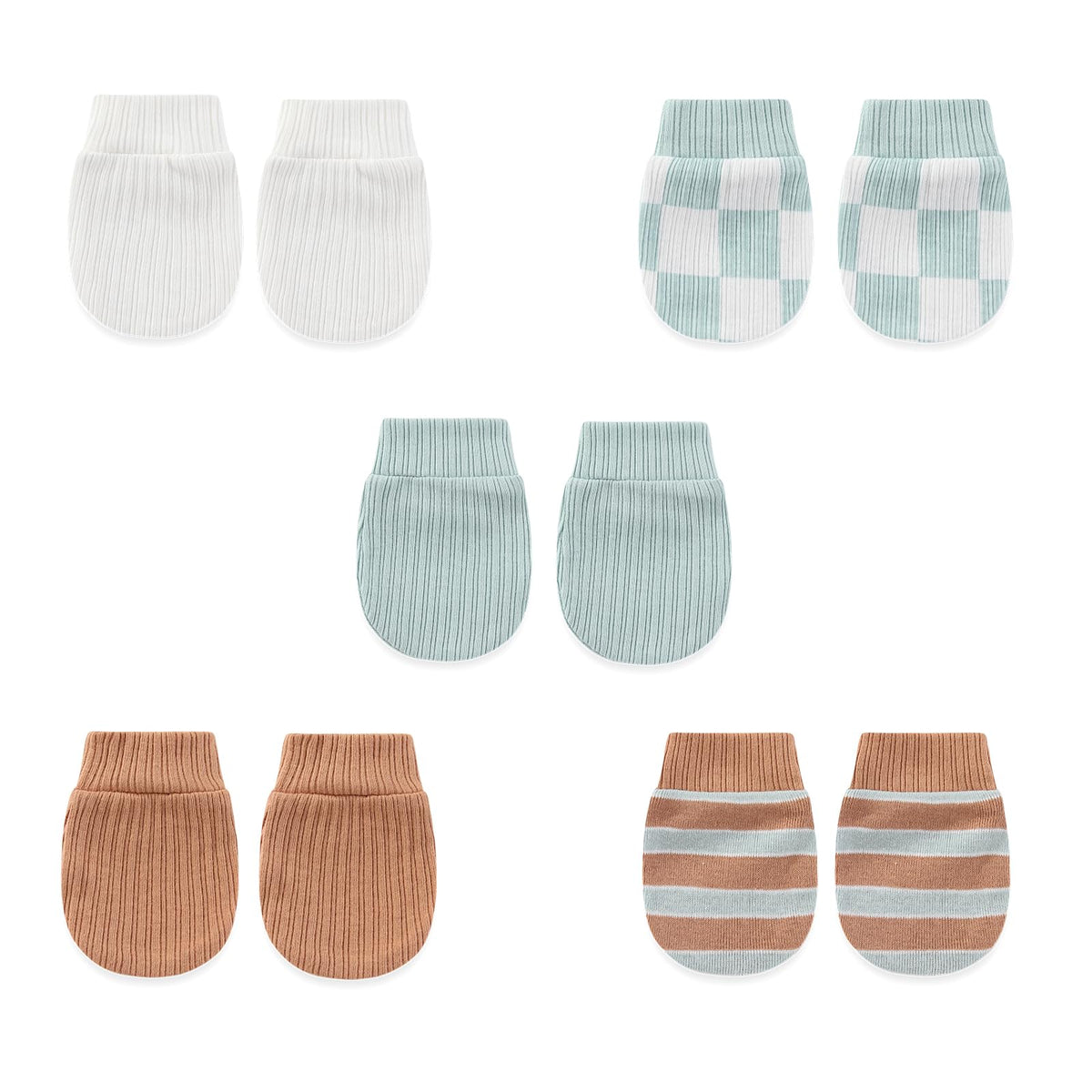 5 Pairs Unisex Baby Mittens No-Scratch 0-6 Months New Born