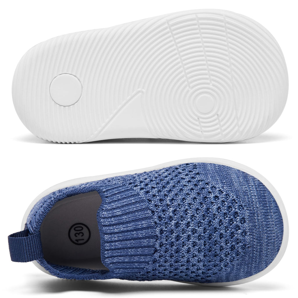 MORENDL Toddler Shoes - Baby Walking Socks - Non-Slip, Breathable - Boys & Girls - Mixed Blue - 6-9 Months