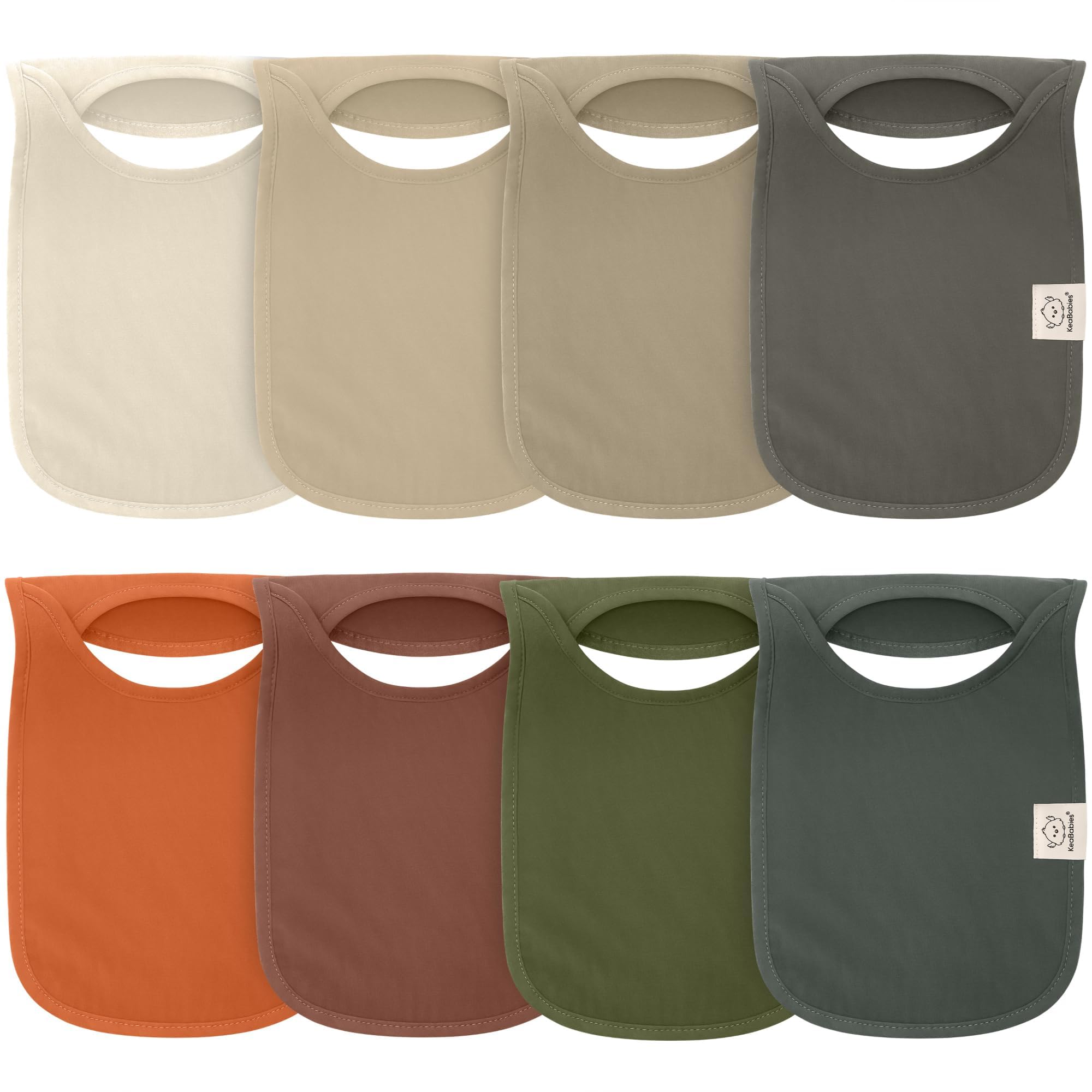 KeaBabies 8-Pack Bibs for Baby Girls, Boys Pullover Baby Bibs 6-36M (Brick)