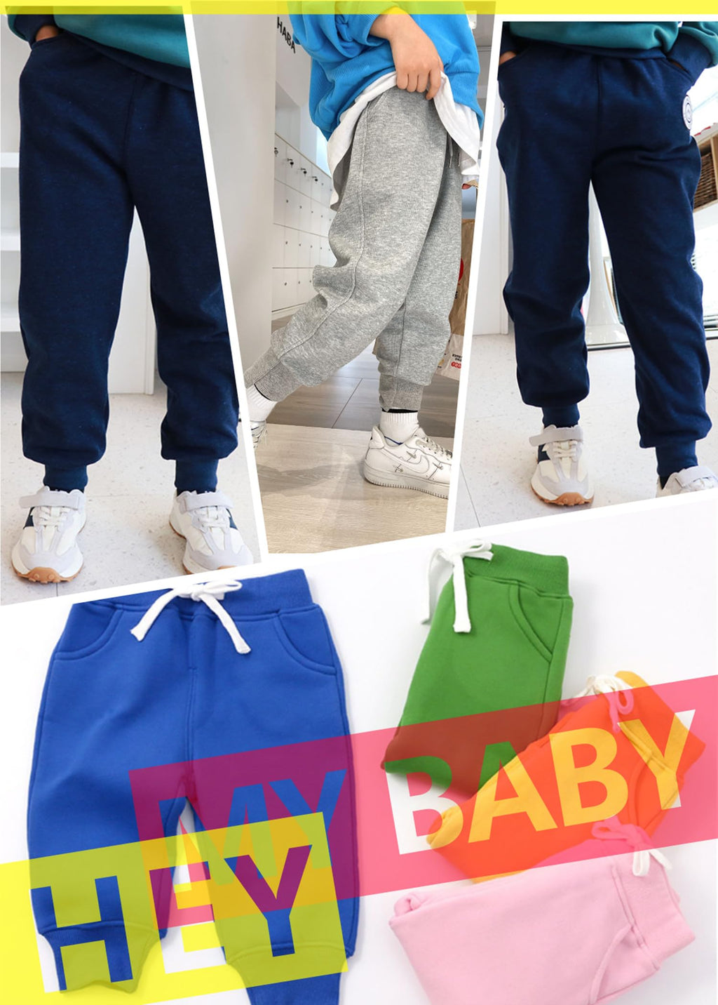 CuteOn Unisex Toddler Jogger Pants Kids Cotton Elastic Waist Winter Baby Sweatpants Pants 1Years Yellow