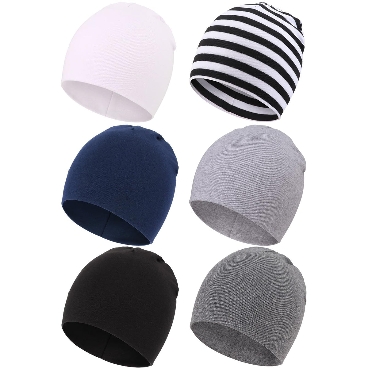 DRESHOW BQUBO 6 Pack Baby Hats for Boys Girls Unisex Baby Beanie Hat Soft Cute Knit Cap Nursery Beanie for Newborn Infant Toddler Kid