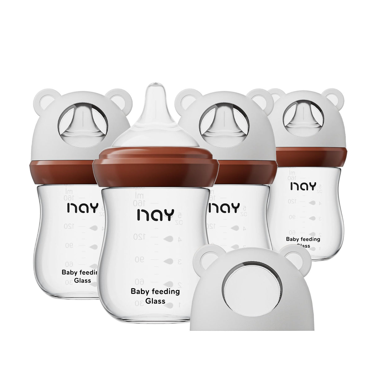 yanyoyo Natural Glass Baby Bottle for Breastfeeding Babies, 3oz Newborn Anti-Colic Baby Bottle with Slow Flow Nipples (SS), Clear, Wide Neck, 2 Pack, 0 Months+