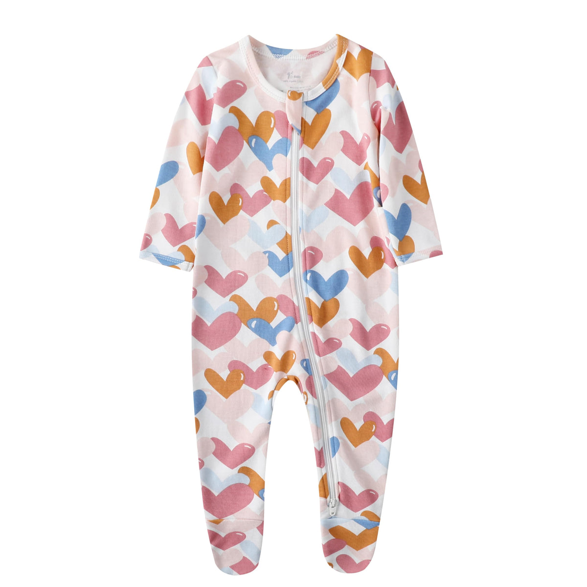 O2 BABY Baby Boys Girls Organic Cotton Zip Front Sleeper Pajamas, Footed Sleep 'n Play （12-18Months, Ivory）