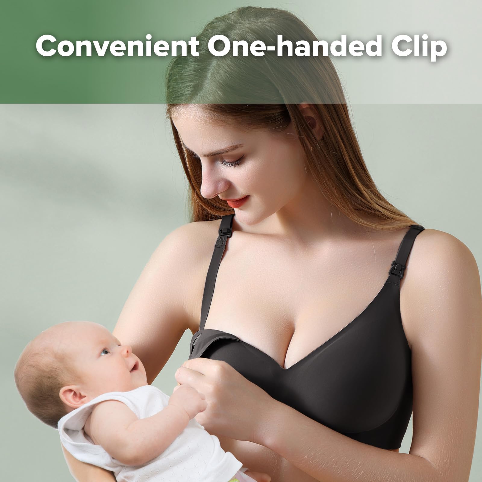 haakaa Nursing Bras for Breastfeeding, Ultra Comfort Jelly Strip“ Supportive Maternity Bras Wireless Pregnancy Bras (Black, XL)