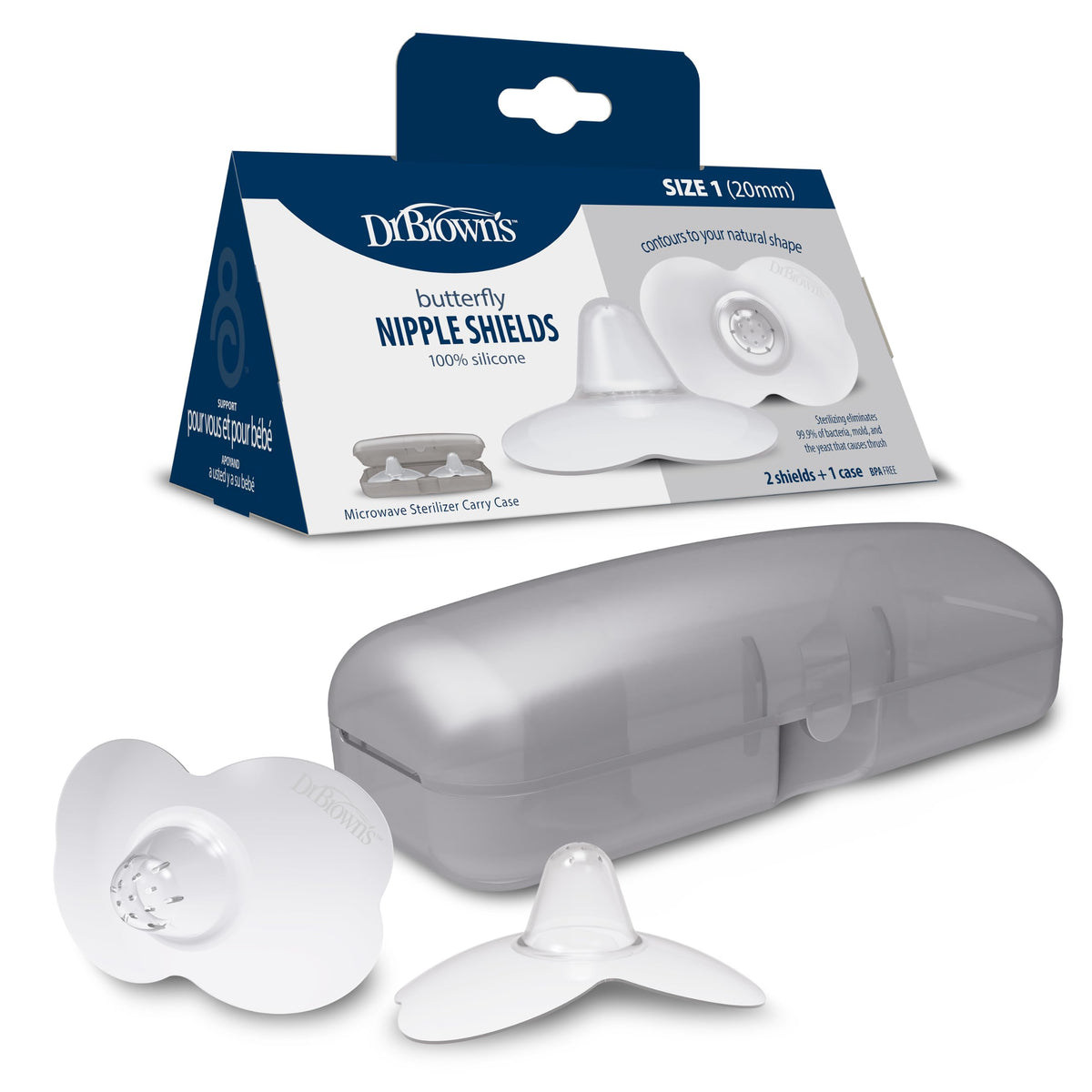 Dr. Brown's Butterfly Nipple Shields with Case, 24mm