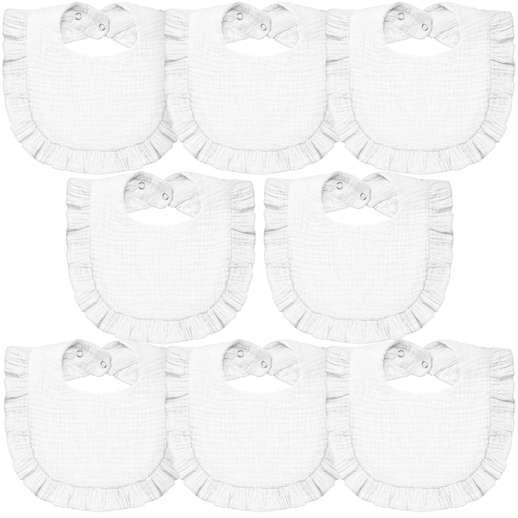 Lictin Muslin Bibs for Boy Girl - 8 Pack Baby Bibs White