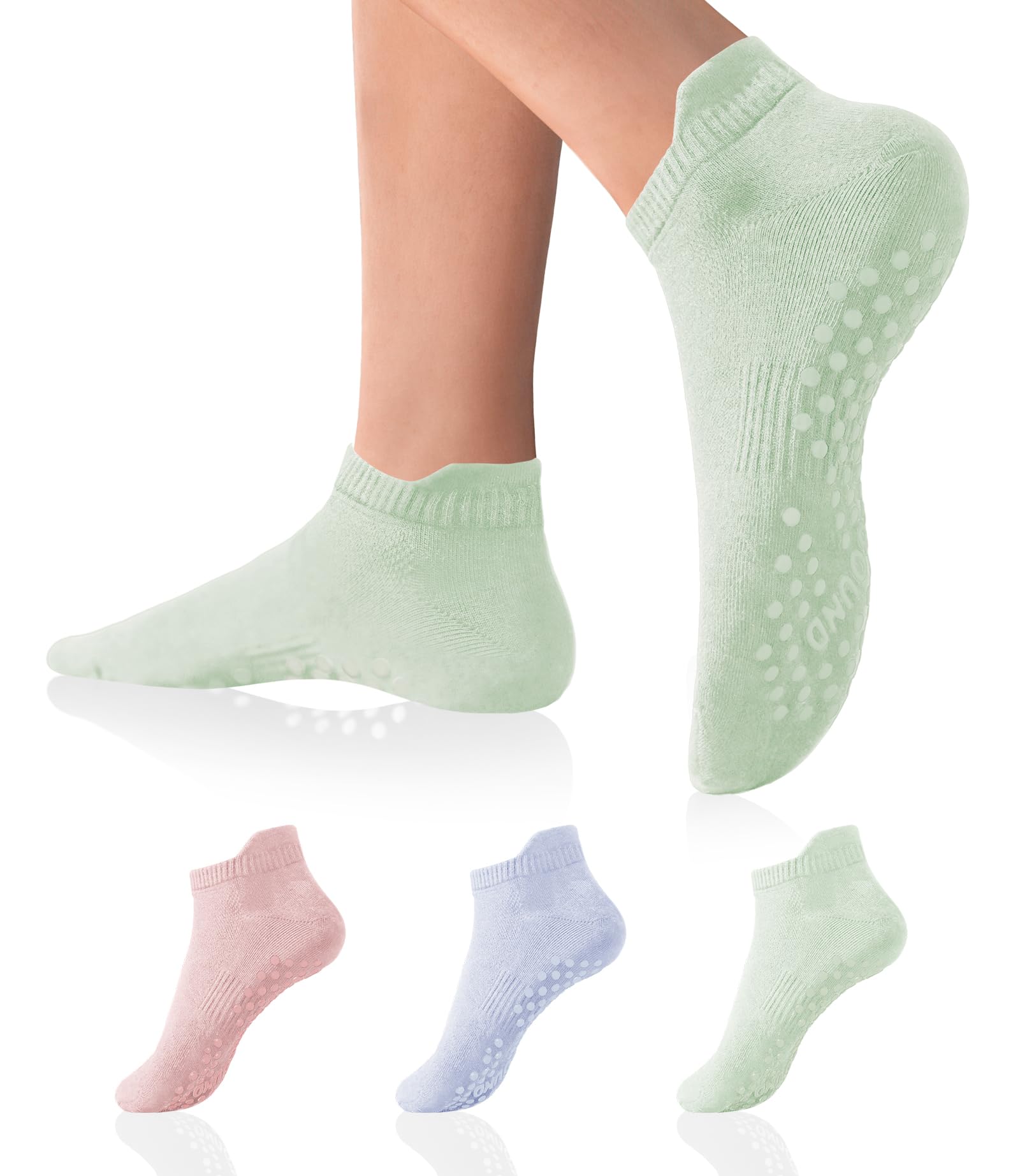 DIBAOLONG Pilates Socks with Grips for Women Yoga Socks Non Slip for Hospital, Pergnancy, Barre, Ballet, Dance, Workout 3 Pairs