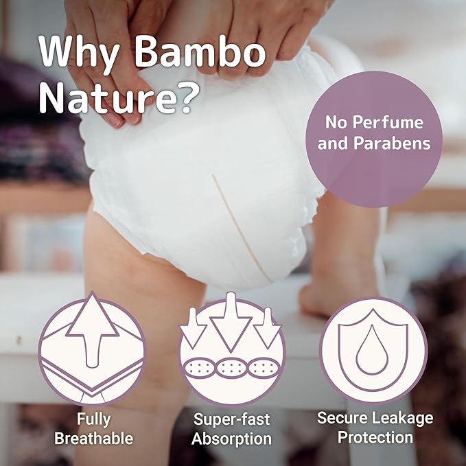Bambo Nature Hypoallergenic Dream Baby Diapers, Premium Eco-Labeled Sustainable Diapers, Enhanced Leakage Protection, Totally Chlorine-free, Skin Friendly, and Super Absorbent - Size 3 (348 Count)