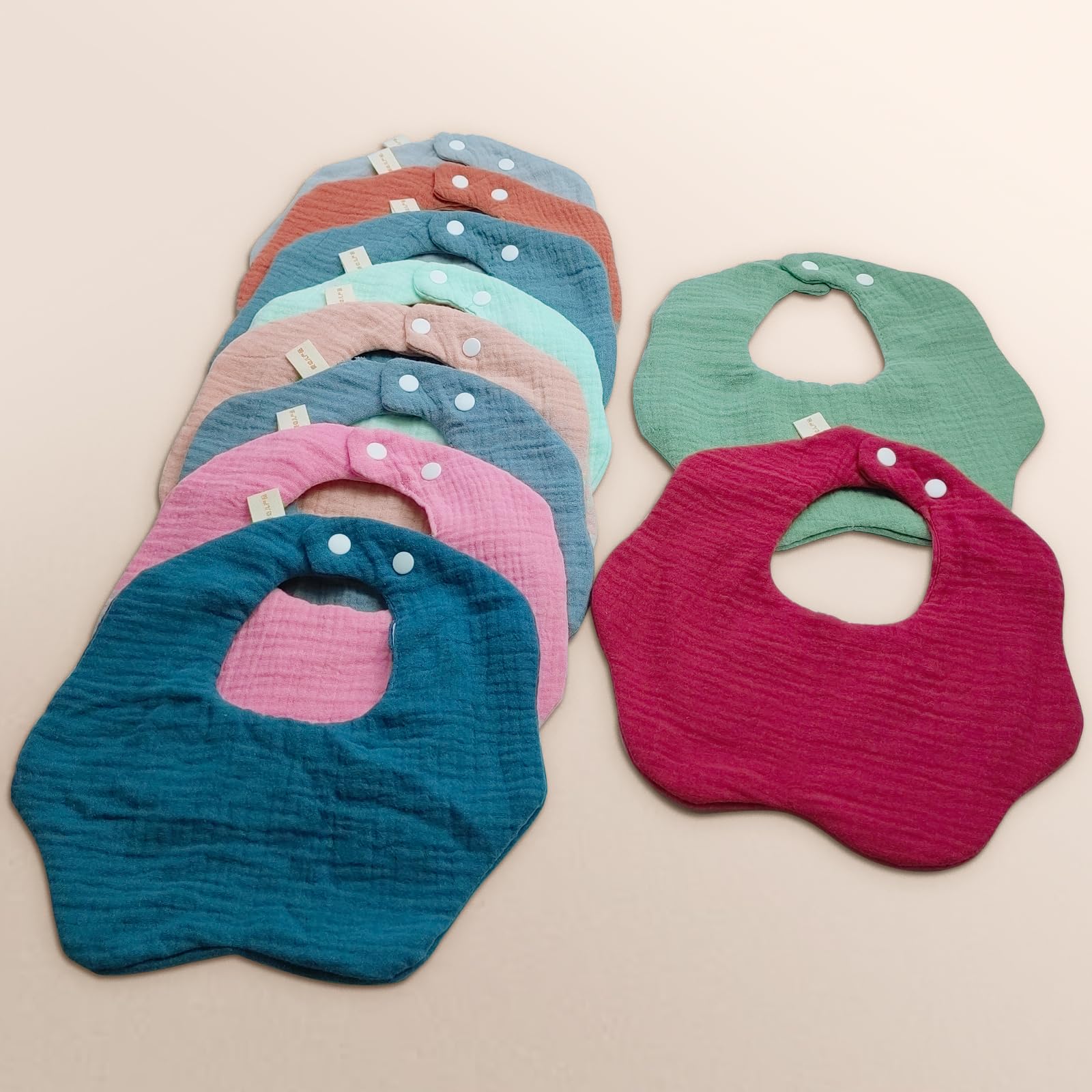 DOSMINE Organic Cotton Muslin Baby Bibs 10 Pack Absorbent Adjustable