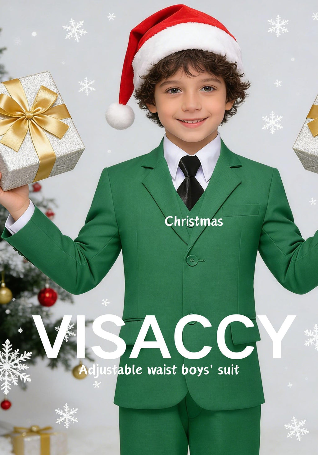 Kids Suit Formal Dress Tuxedo Suits for Boys Christmas Outfit Green Size 5