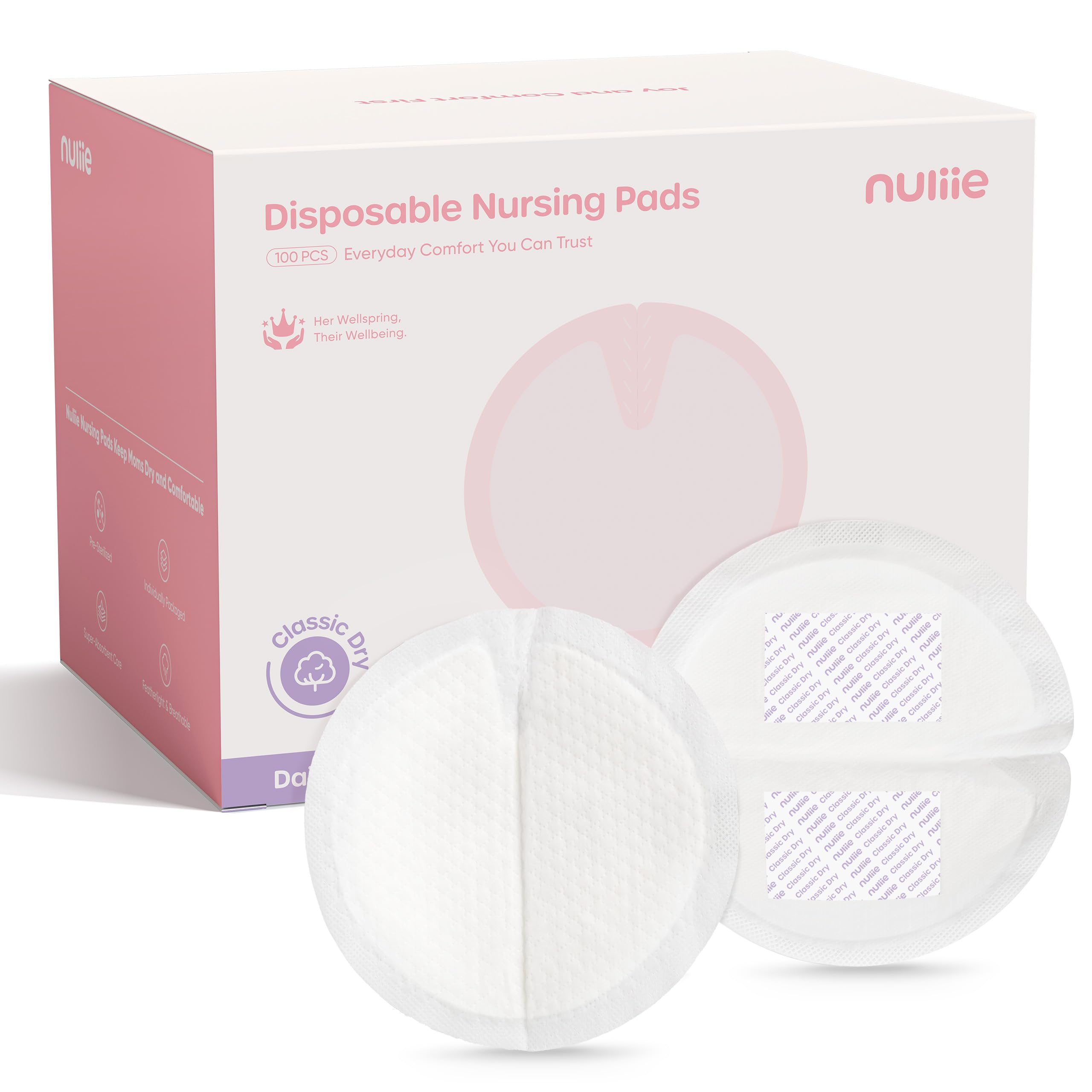 Nuliie Super Absorbent & Featherlight Disposable Nursing Pads 100 Count
