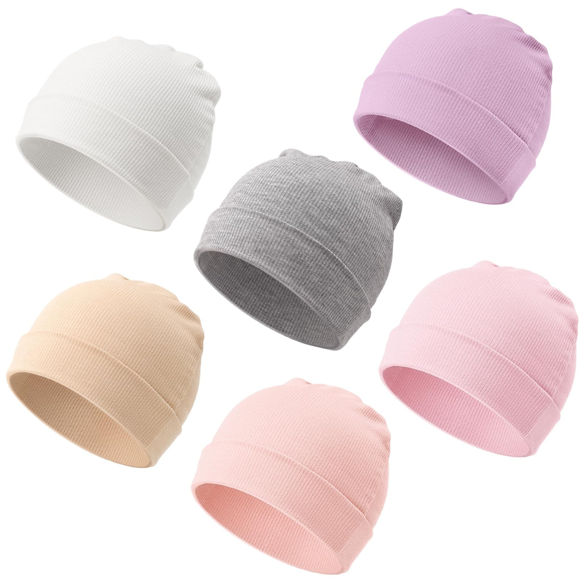 DRESHOW BQUBO 6 Pack Baby Newborn Hats Set for Unisex Infant Newborn Toddler Soft Beanie Hat for Boys Girls 0-6 Months