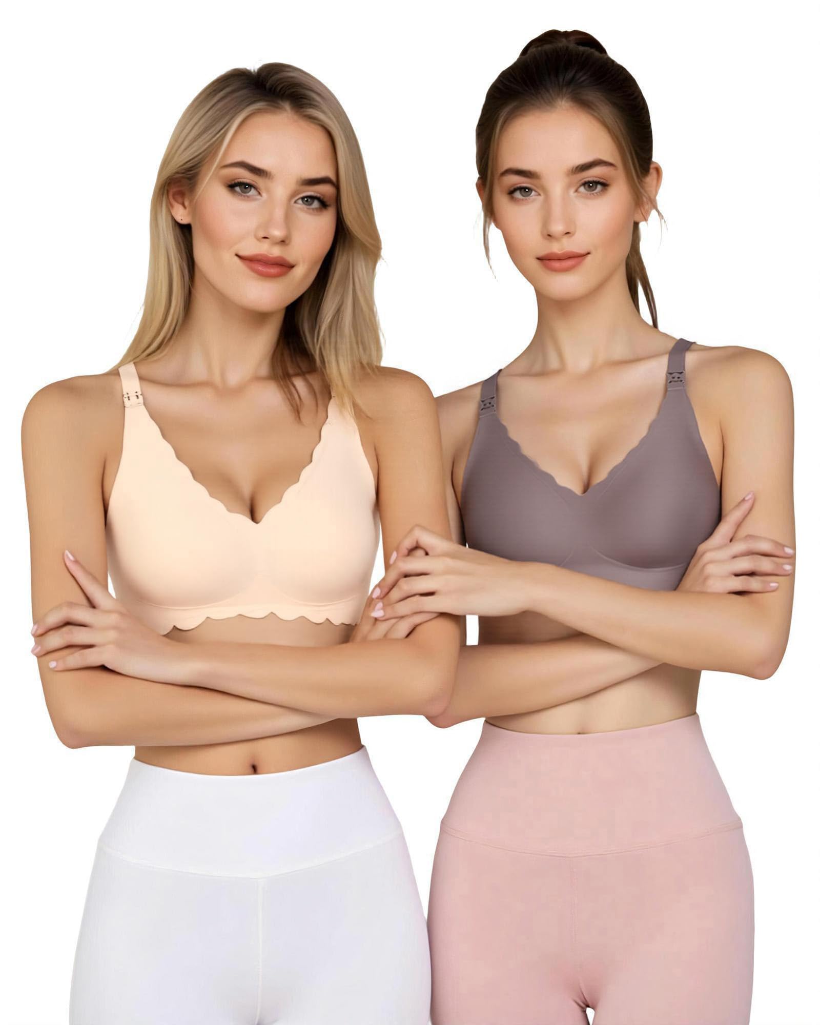 Gailife 3 Pack Nursing Bras for Breastfeeding Seamless Wireless Maternity Bras for Pregnancy Soft Sleep Breastfeeding Bra-BKBGGR,L