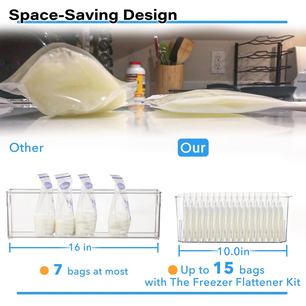 Ugotfeels 2 Pack Breastmilk Storage Bags Container with Freezer Flattener
