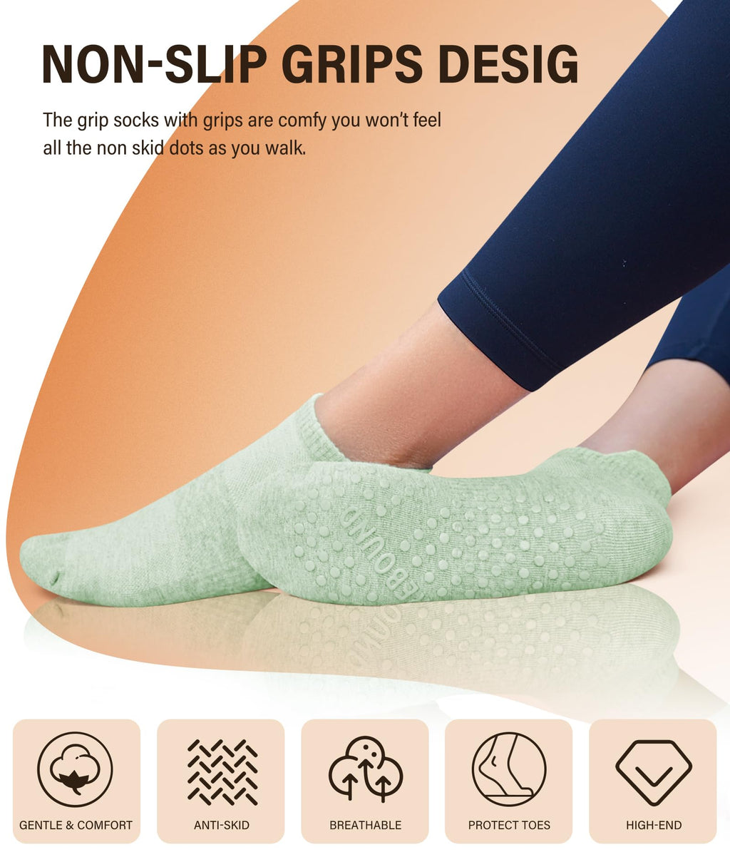 DIBAOLONG Pilates Socks with Grips for Women Yoga Socks Non Slip for Hospital, Pergnancy, Barre, Ballet, Dance, Workout 3 Pairs