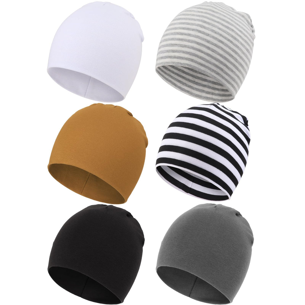 DRESHOW BQUBO 6 Pack Baby Hats for Boys Girls Unisex Baby Beanie Hat Soft Cute Knit Cap Nursery Beanie for Newborn Infant Toddler Kid