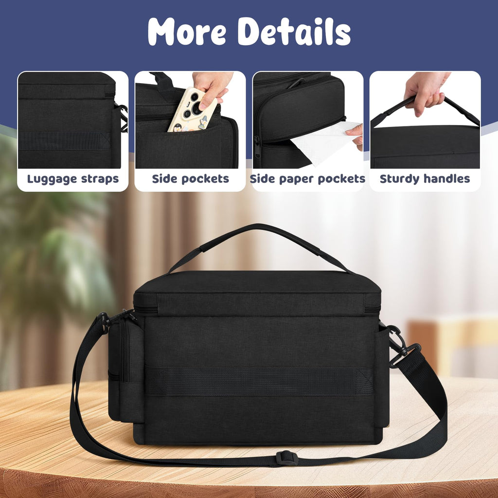 OCKLILY Breast Pump Bag for Spectra S1 S2, Pumping Bag with Waterproof Mat for Pumps Accessories, Portable Pump Carrying Case for Work, Travel and Family Use, Black