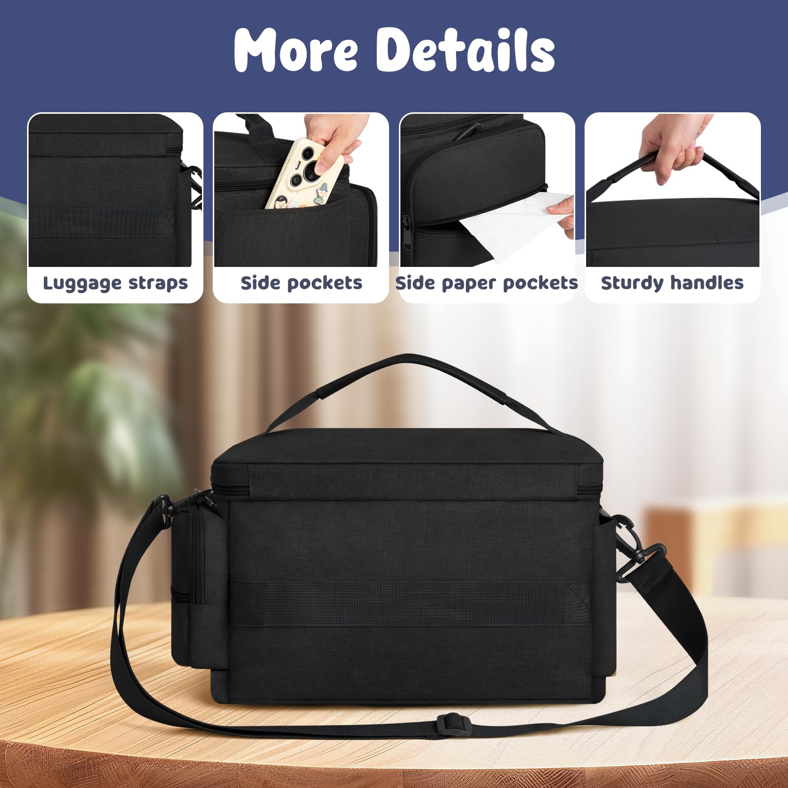 OCKLILY Breast Pump Bag for Spectra S1 S2, Pumping Bag with Waterproof Mat for Pumps Accessories, Portable Pump Carrying Case for Work, Travel and Family Use, Black